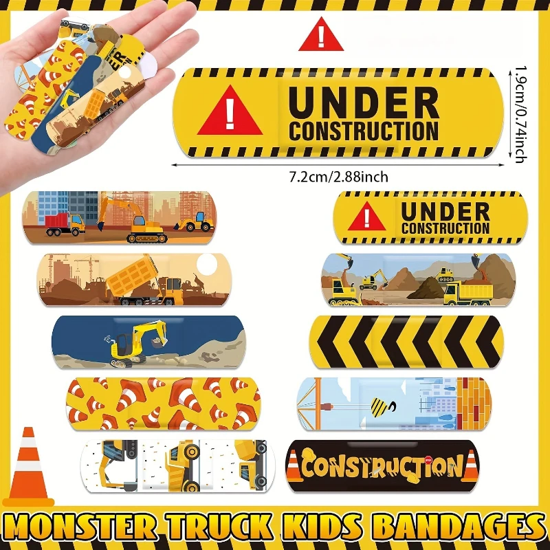 15/35/65pcs Cute cartoon architecture truck themed adhesive tape, with ten interesting pattern designs, individually packaged, e