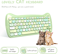 AJAZZ 3060 I keyboard simple portable cat pattern purple green pink