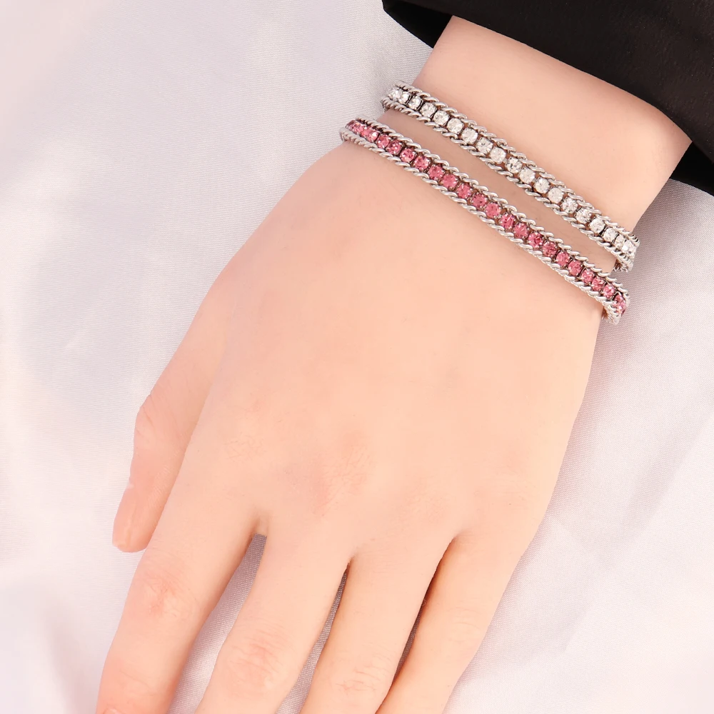 316L Stainless Steel Bracelet For Women Luxury Tennis Chain Bracelet Color Crystal Zircon Chain Bracelets Jewelry