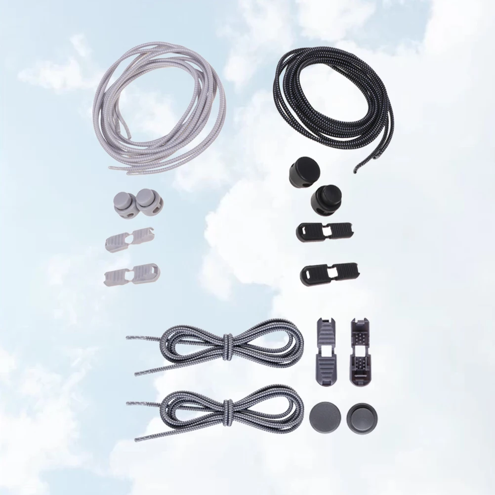 

12 Pcs Elastic Shoe Laces With Lock Adjustable Fast Fasten Laces For Sports Shoes And Fitness Footwear Grey Light Grey Black