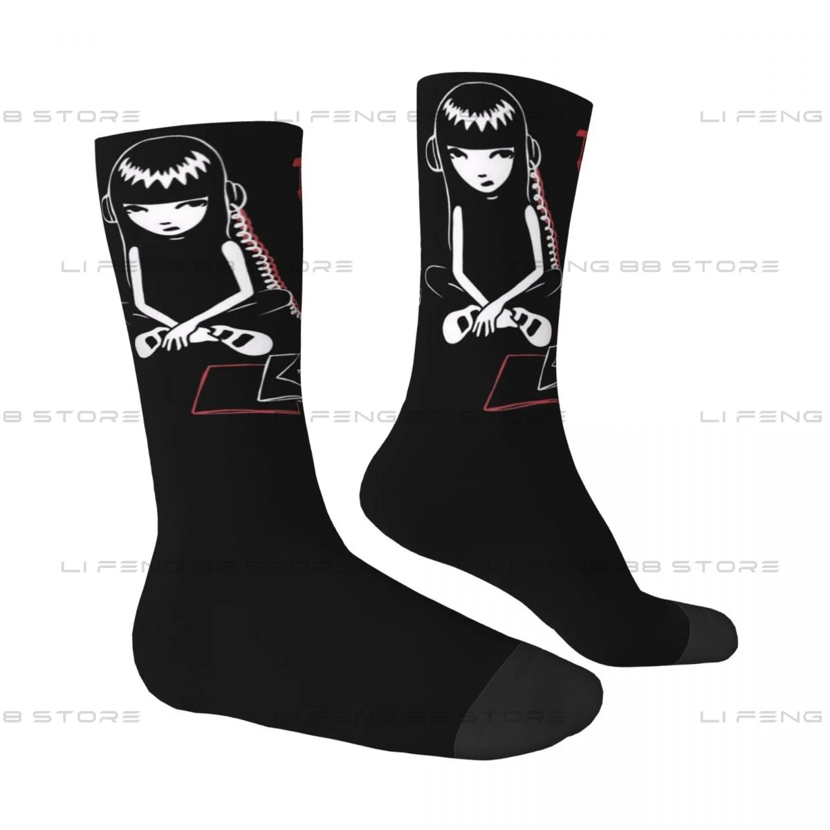 Emily The Strange Tune Out Men Women Socks Cycling Novelty Spring Summer Autumn Winter Stockings Gift