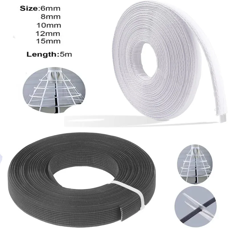 4/6/8/10/12/15mm 5 Meters Plastic Corset Boning Wedding Dress Support Ribbon Bras Toys Making Supports Tape Bone DIY Sewing Acce