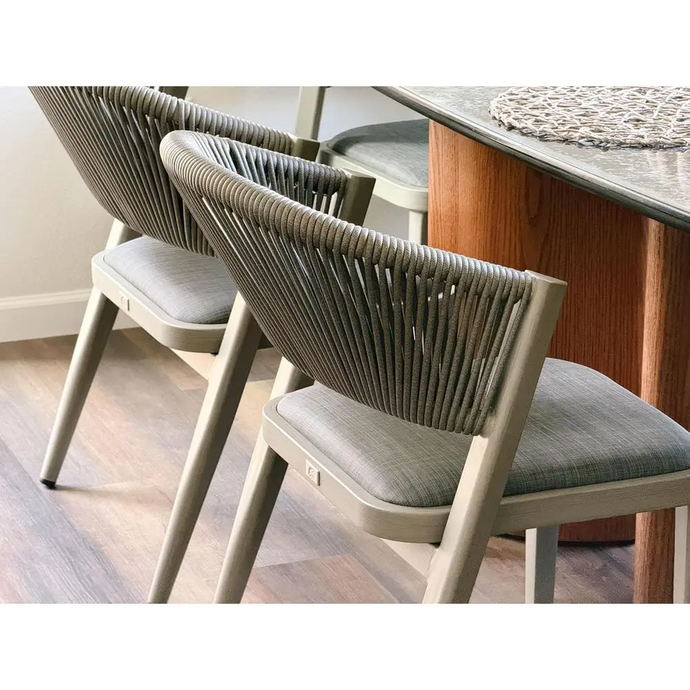 

2 Pieces Outdoor Dining Chair All-Weather Wicker e Patio Dining Chair or Lawn Garden Backyard Deck with Cushion, Gray