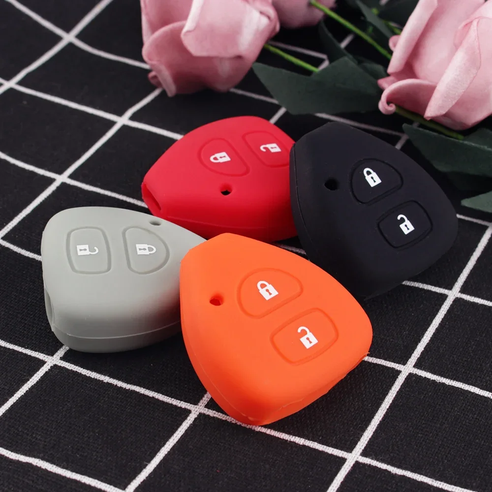 Dandkey 2 Buttons Silicone Key Case Cover For Toyota YARIS AURIS Sienna Remote Key Protector Cover 2005 2006 2007 2008 2009 2010