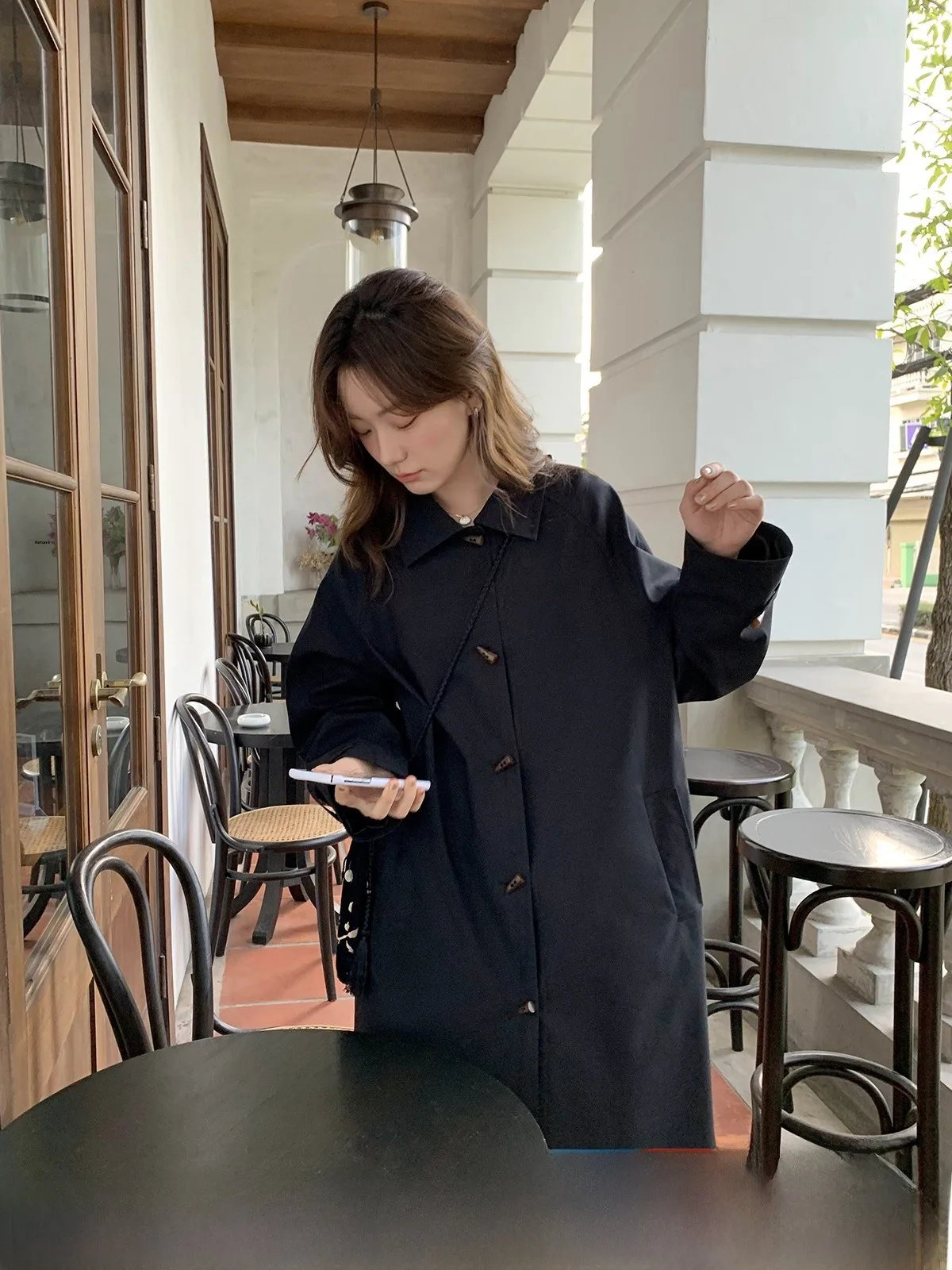 

Hello Simple oulder Sve длинное пальто женское осенне-зимнее новое свободное хлопковое нейлоновое полиэстеровое ветровка на пуговицах