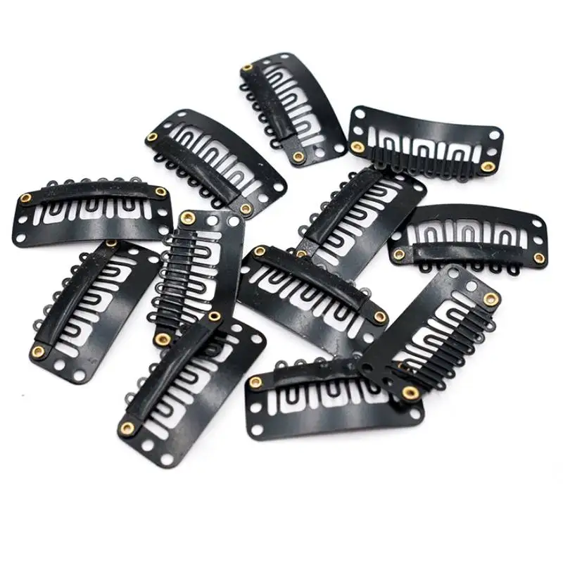 Clips de perruque à pression de 32MM, Clips d'extension de cheveux en forme de U à 6 dents pour sécuriser la perruque avec Clips de perruque en caoutchouc de silicone, accessoires de coiffure