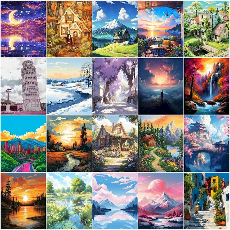 

GATYZTORY Paintings For Painting By Numbers Landscape Drawing On Canvas Watercolor Picture Paint Wall Art Picture Oil Home Decor