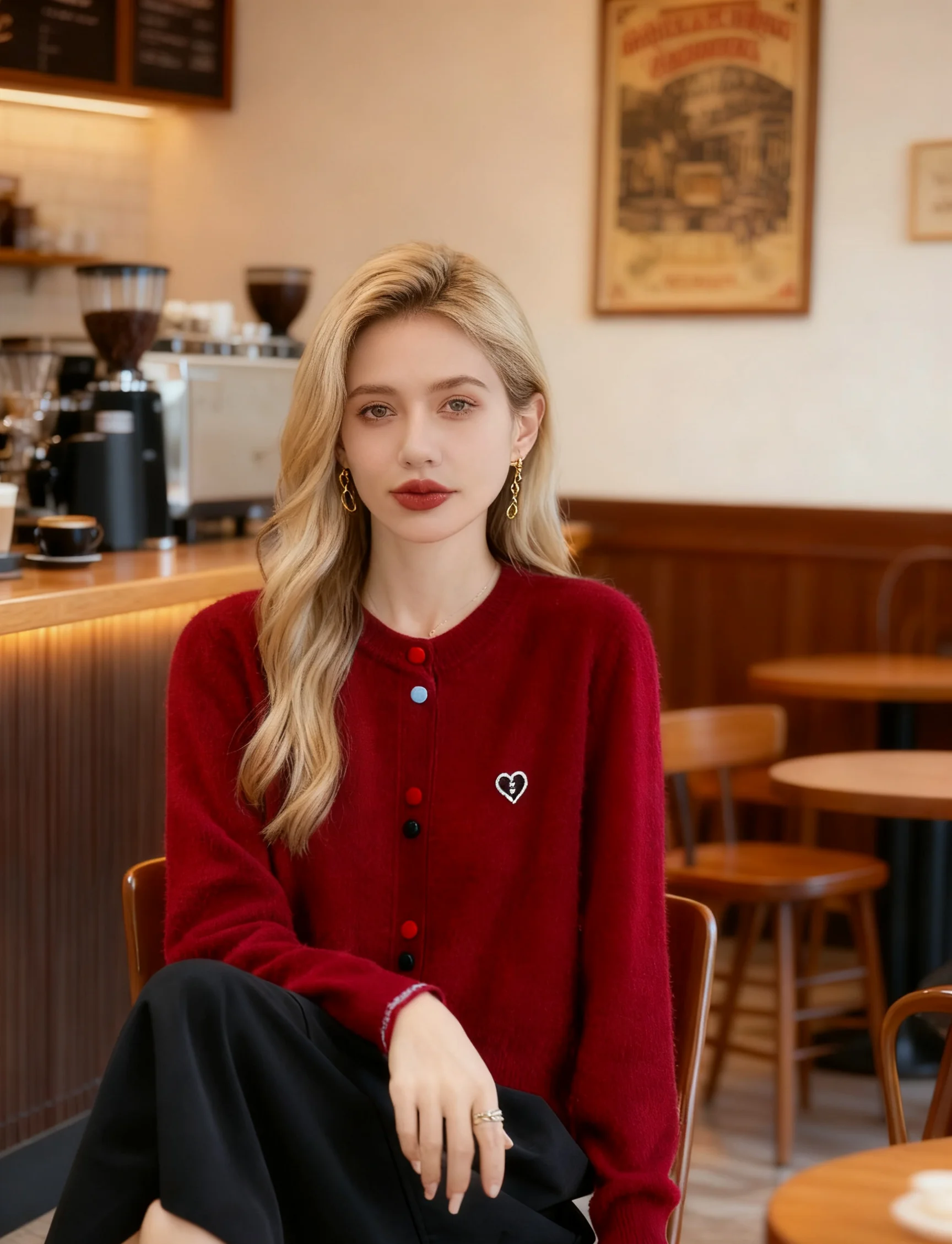 

Женский кардиган с длинными рукавами, 100% мериносовая шерсть, вязаный свитер с круглым вырезом, модные топы, трикотаж на весну и осень