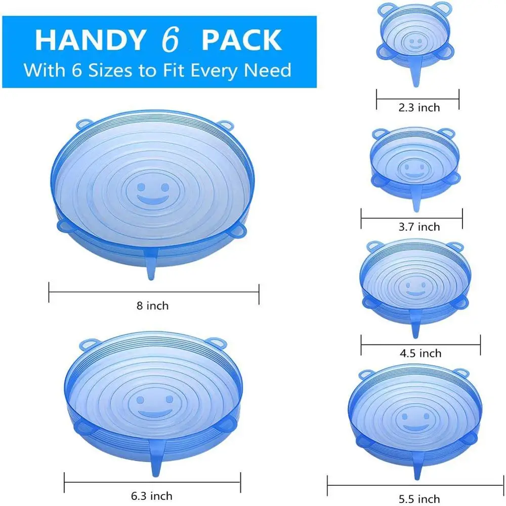 12PCS Silicone Cover Stretch Lids Reusable Airtight Food Wrap Covers Keeping Fresh Seal Bowl Stretch Wrap Cover Kitchen Cookware