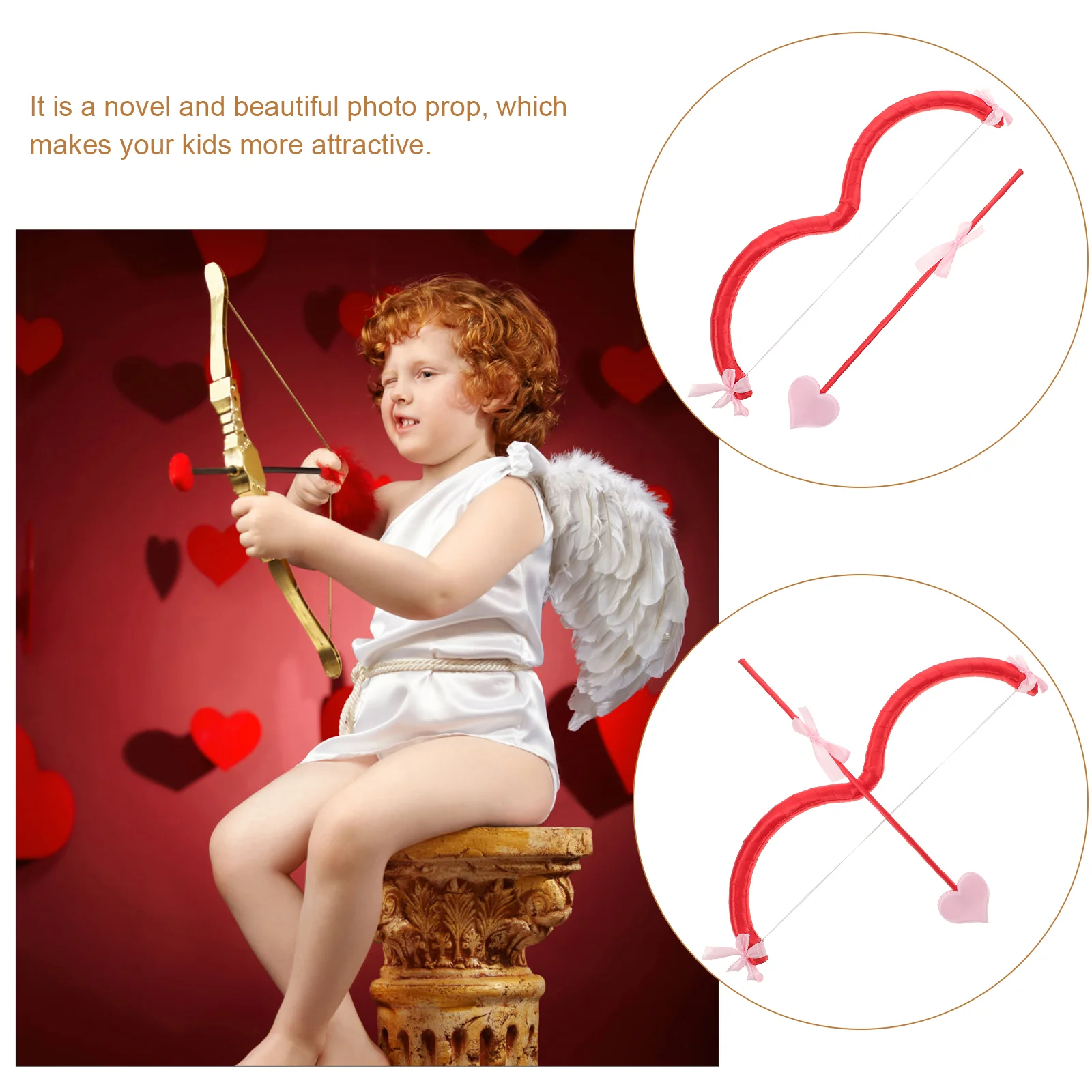 Men Apparel Set Cupid Party Costume Wing Cosplay Props Red Valentine Child