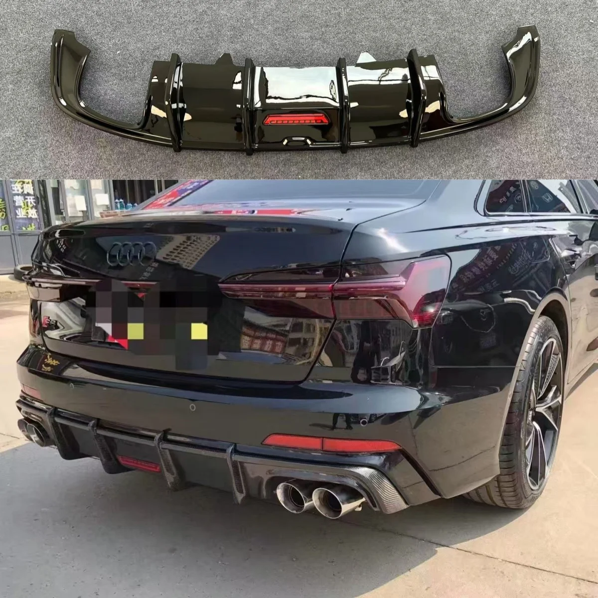 

Rear Bumper Diffuser Lip For Audi A6 S-line Avant C8 S6（ Not For Standards) 2019-2025 Car Bumper Diffuser Lip with Exhaust Tips