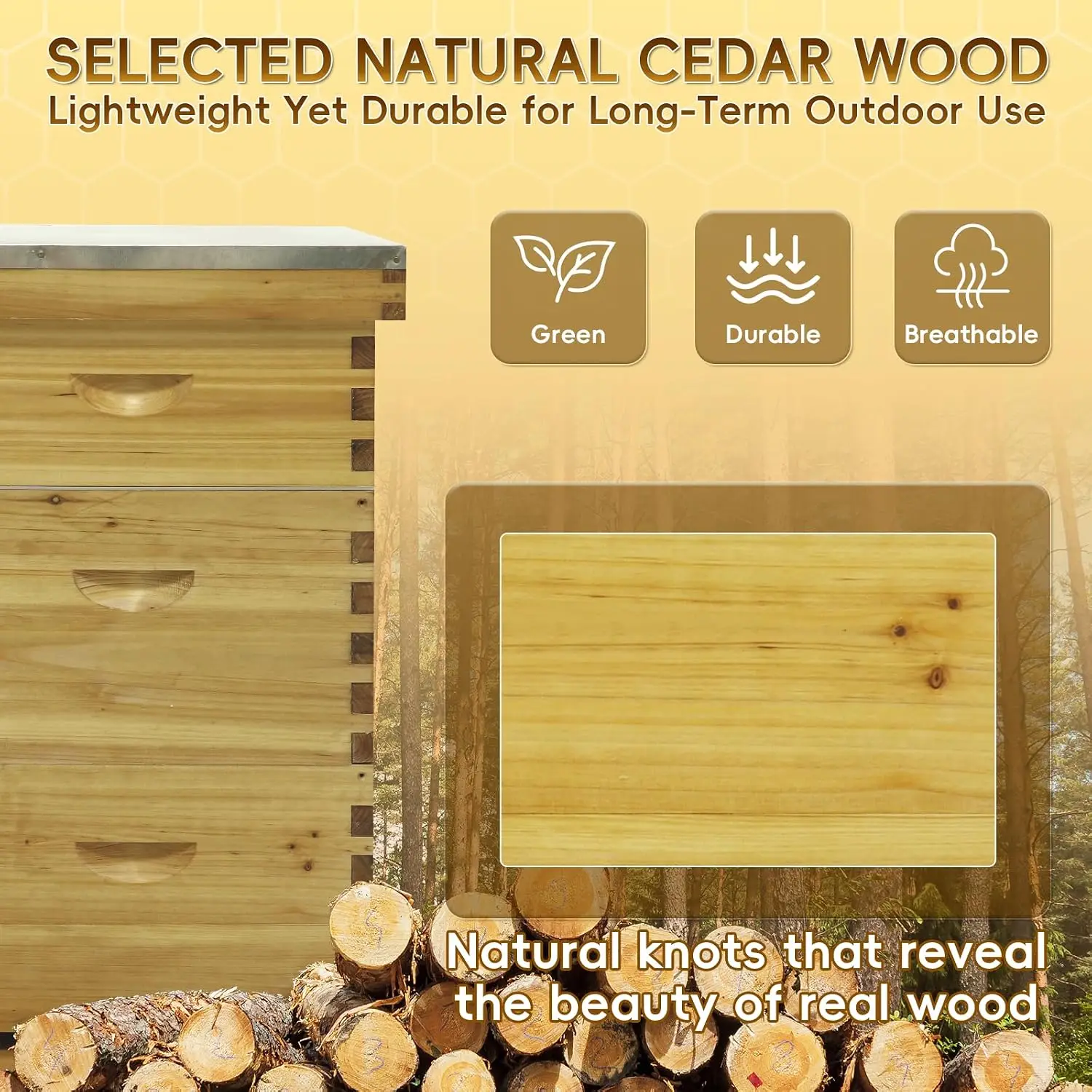 10-Frame Langstroth Beehive Beeswax Coated, 3 Layer Complete Bee Hive Kit Include Bee Frames and Waxed Foundation Sheets for Bee