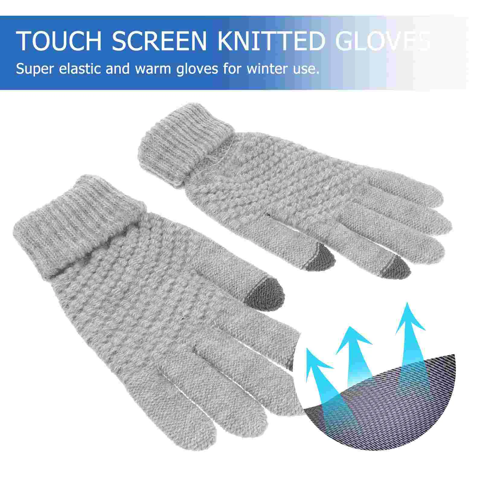 Mittens Warm Gloves Knitted for Touch Screen Cellphone Tablet Pineapple Student