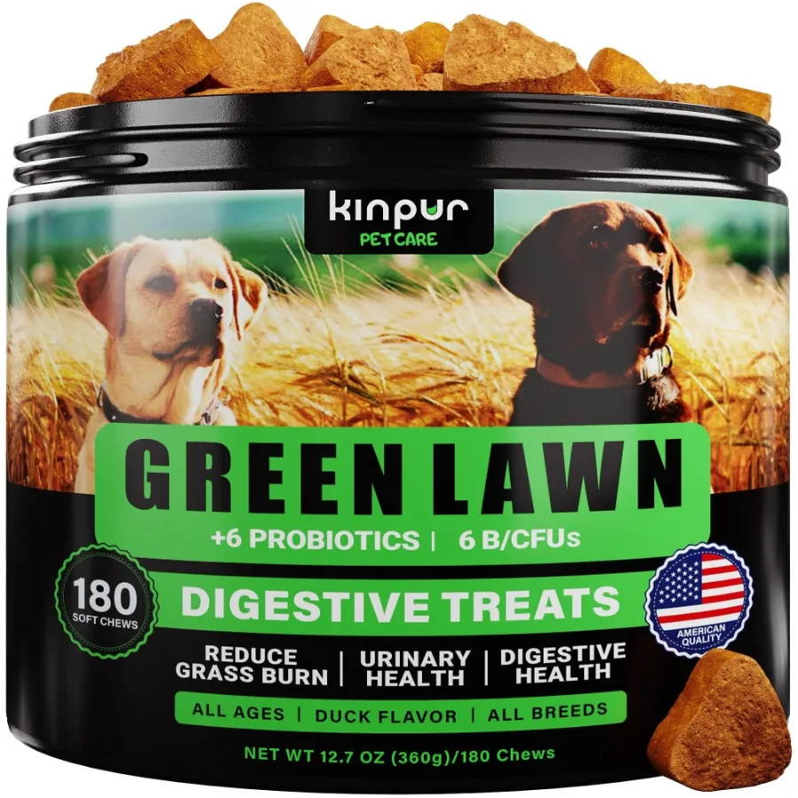 Grüner Rasen-Kaubonbons für Hunde, Cranberry, ACV, Verdauungs-Enzyme, natürlicher Hunde-Urin-Neutralisator für Rasen, unterstützt gesunde Urinase