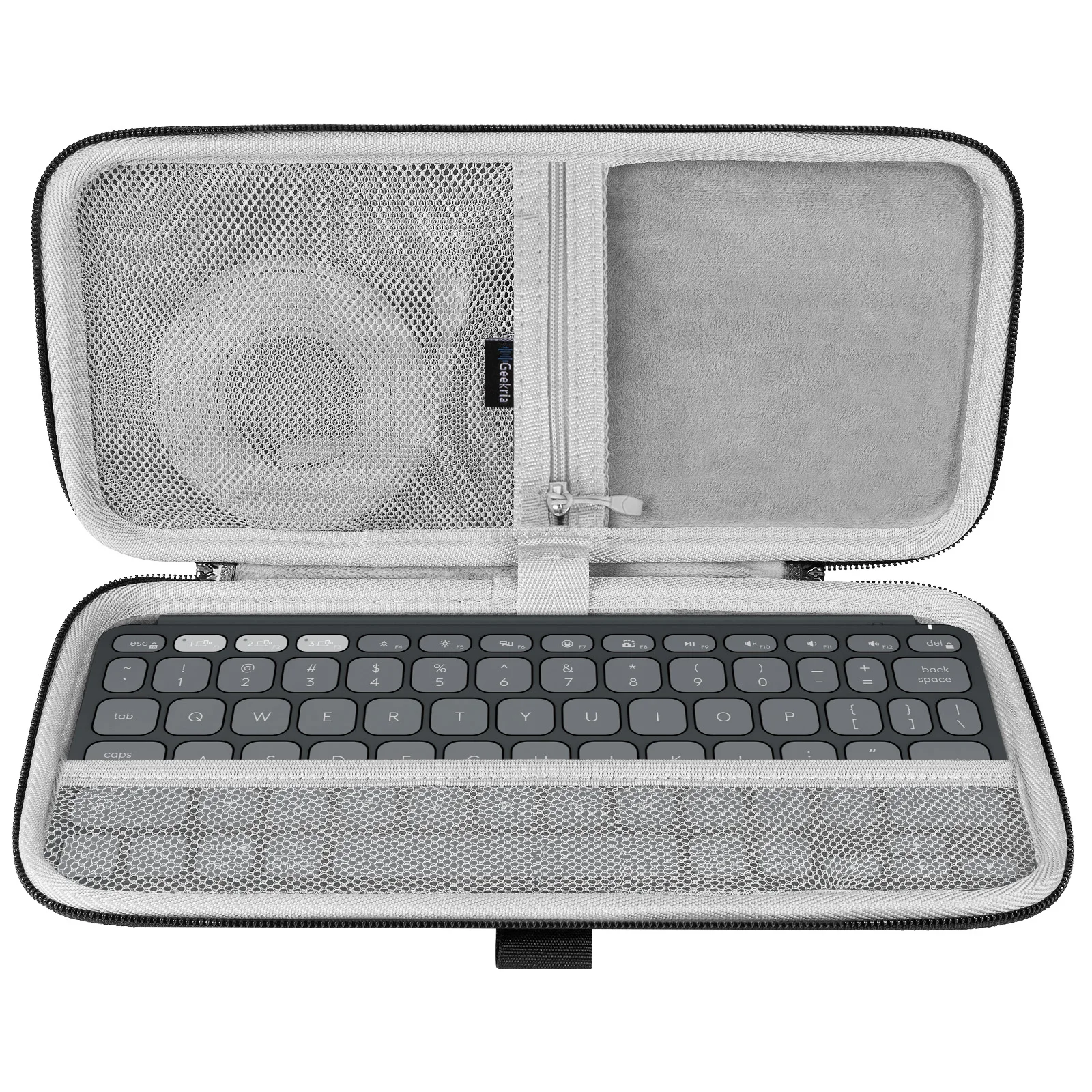 tui de transport pour clavier Geekria, compatible avec Logitech KEYS-to-GO 2, sac de voyage de protection  coque rigide (gris fonc)