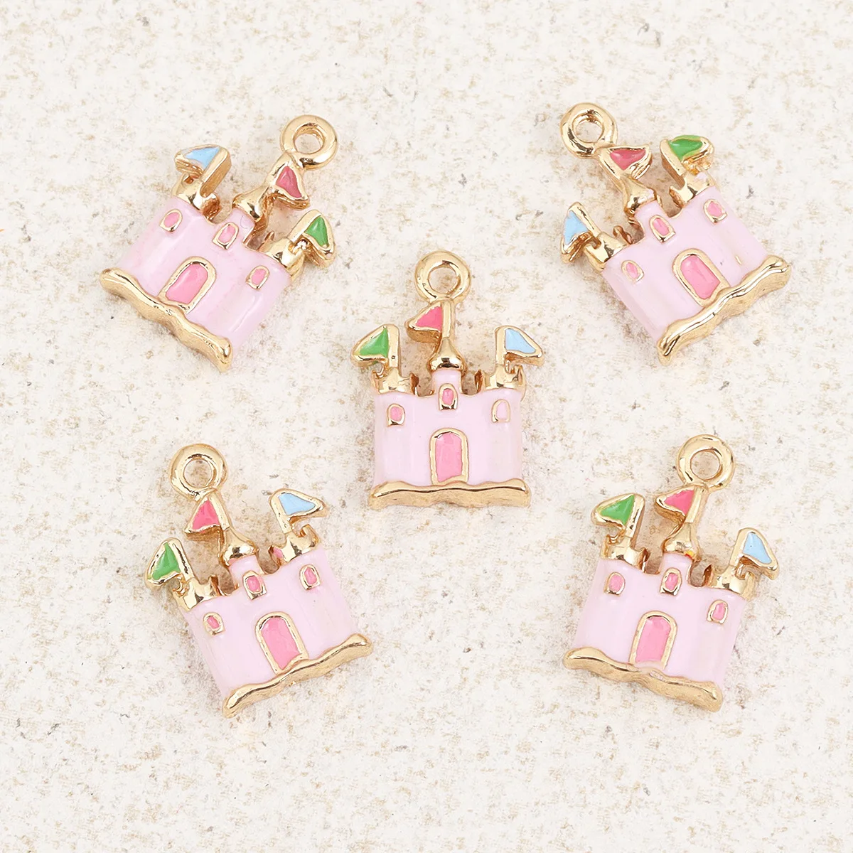 14pcs DIY Mix Alloy Oil-drop Castle Shaped Pendant Jewelry Accessories Bracelet Earring