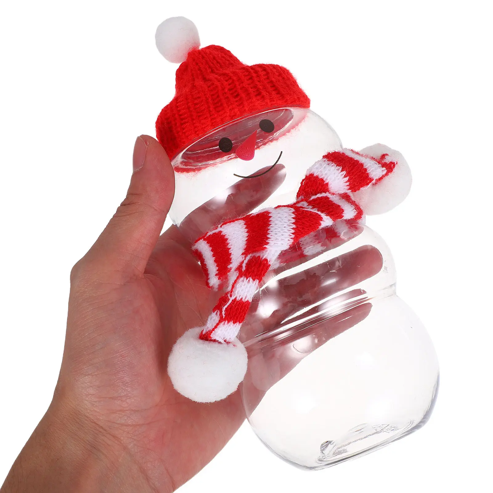 6Pcs Snowman Themed Drink Bottles 500Ml Christmas Beverage Containers with Lids Scarf Hat Design for Juice Milk Candy Storage