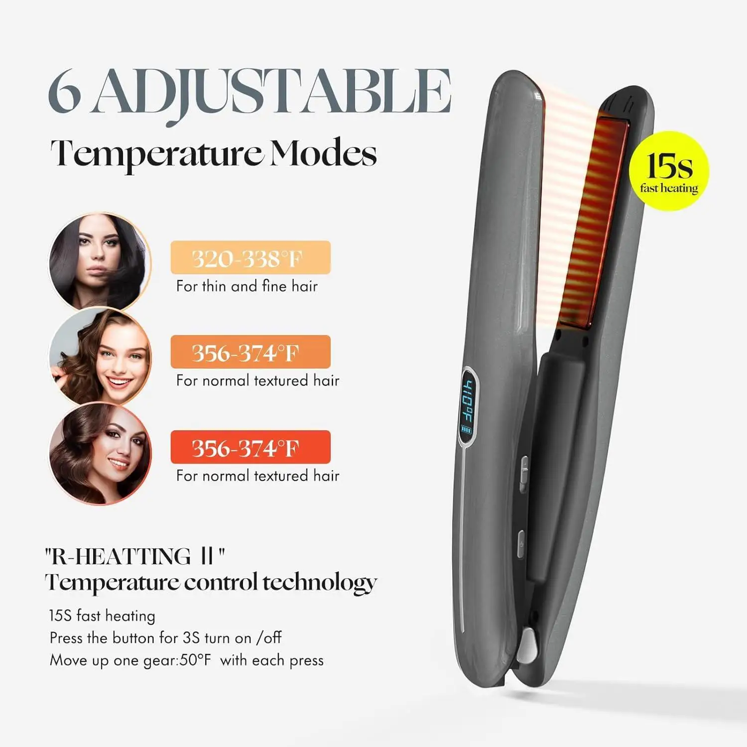 2-in-1 Cordless Hair Straightener and Curler Rechargeable 4800mAh Battery Mini Portable Flat Iron