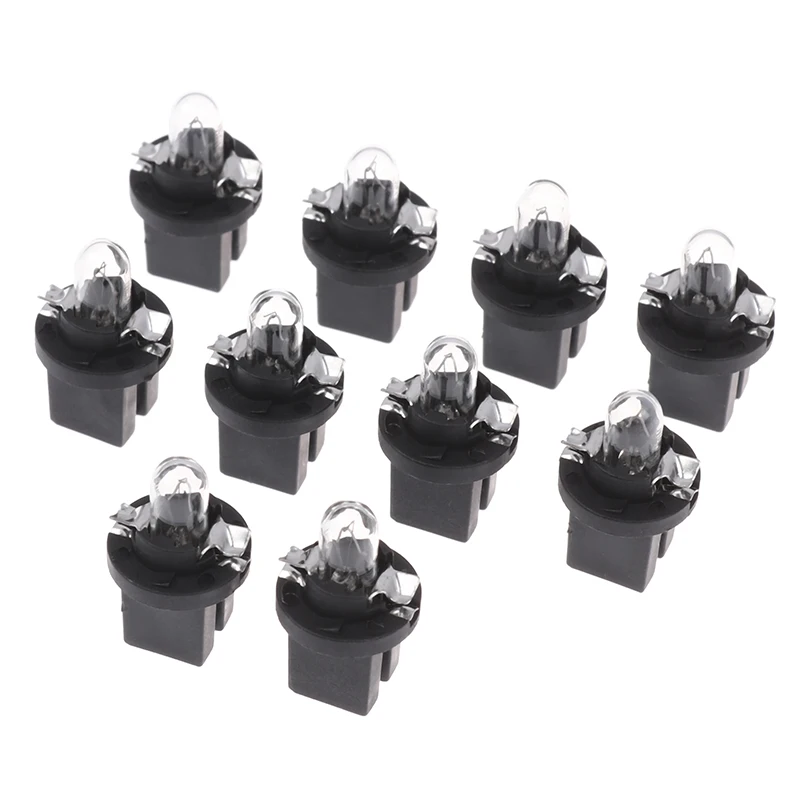 {MX} 5/10Pcs 12V LED Bulb B8.5D Halogen Lamp Car Dashboard Warming Indicator Light Wedge Instrument Panel Lamp Warm Yellow