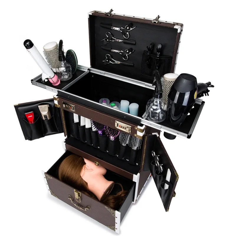 Kapper Gereedschapskist Professionele Make-Up Kunstenaar Grote Capaciteit Gereedschapskist Multifunctionele Make-Up Tool Opbergdoos Trolley Case