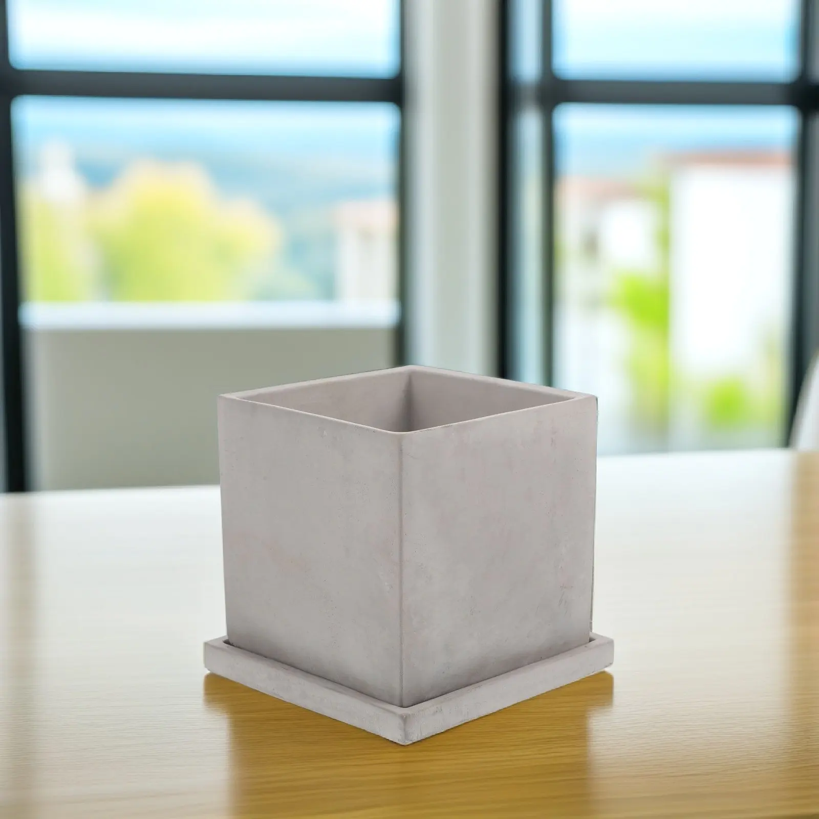 Small Cement Flowerpot Planter Modern Succulent Bonsai Flower Pot Tray Decorative Garden Planter Desktop Flower Container