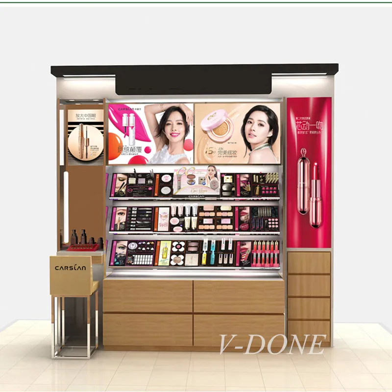 Customized-Beauty Salon Shop eyebrow bar cosmetic store showcase furniture interior design ideas luxury makeup display cabinet