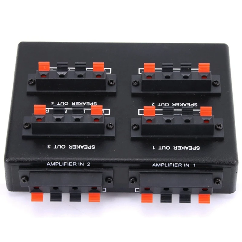 SP-24 Mini 2-In-4-OUT Stereo Audio Selector Amplifier Switcher Box Speaker Splitter