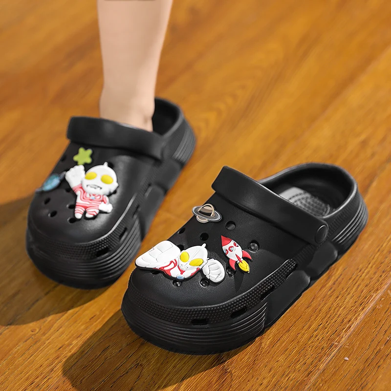 

Summer Kids Sandals Hole Children's Shoes Slippers Soft Anti-Skid Cartoon DIY Design Hole Baby Shoes Sandy Beach for Boys Girls