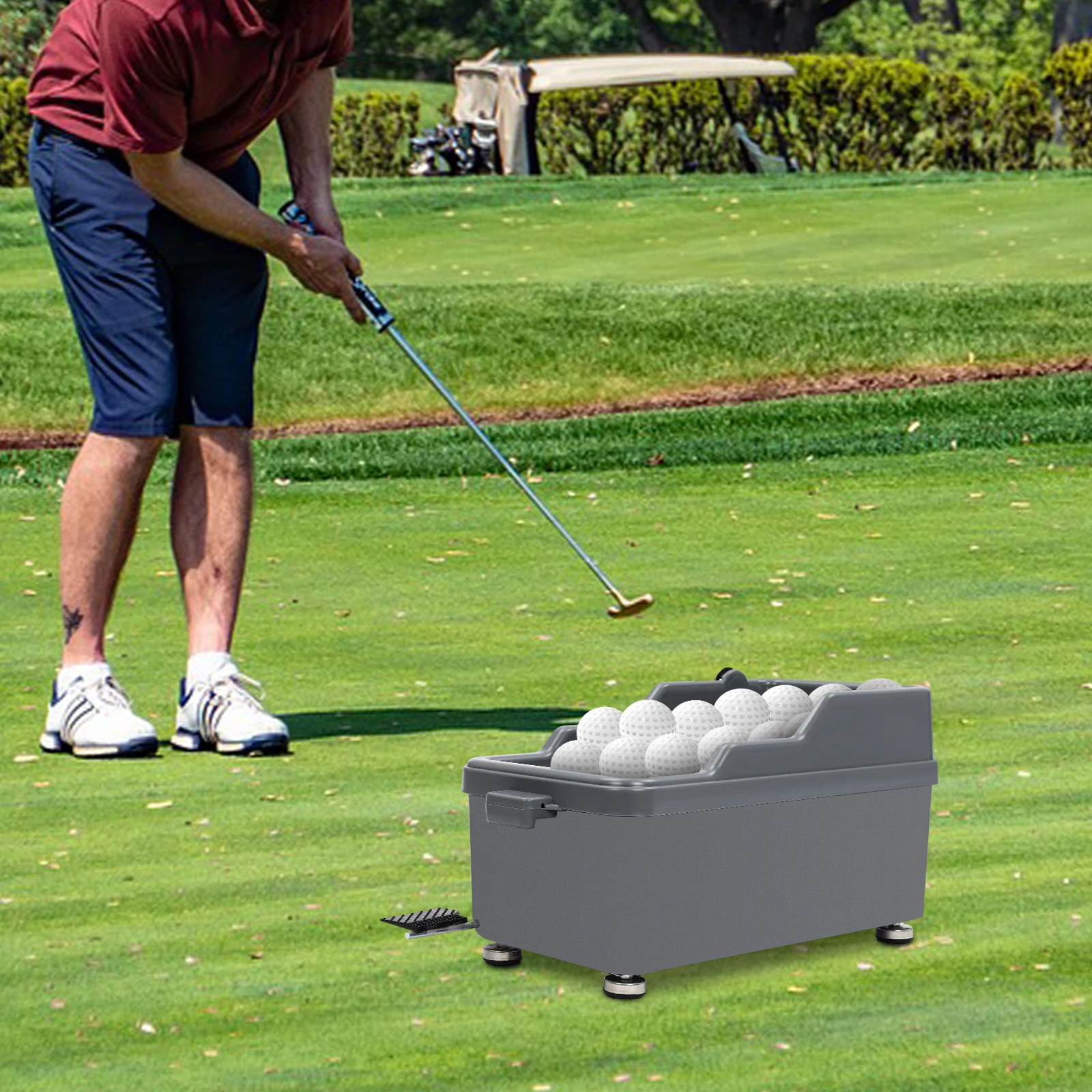 

Полуавтоматический диспенсер для гольф-мячей Pedal Golf Serve Machine, вместимостью 140 мячей, инструмент для организации и хранения гольф-клубов