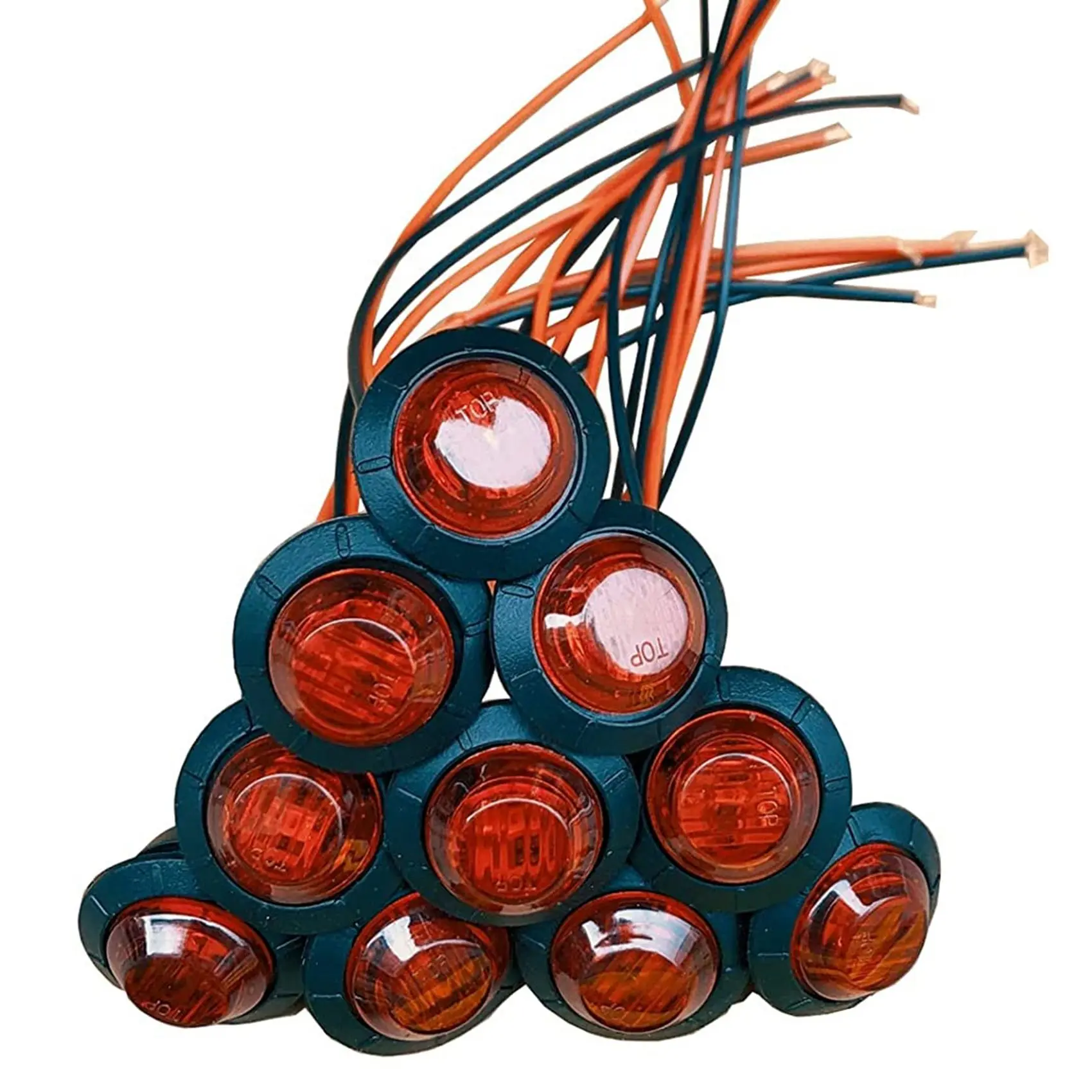 10Pc of 3/4 Inch Mini Small Round LED Side Marker Indicator Turn Signal Light Clearance Lamp Truck Trailer Bus Marine