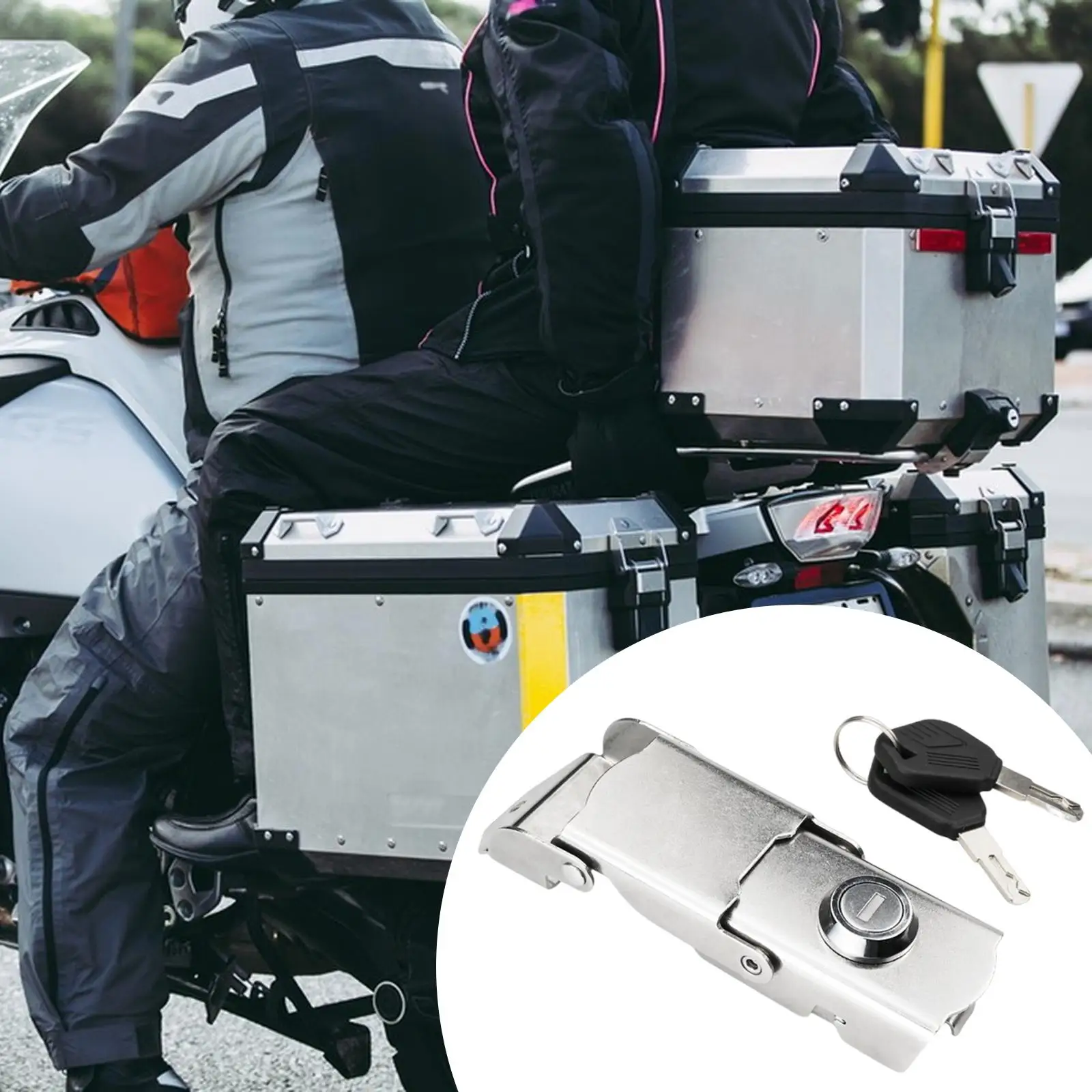 

Задний замок багажника мотоцикла из нержавеющей стали с двумя ключами, противоугонные фитинги для чехла для хранения скутера