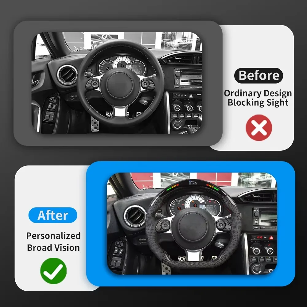 

LED Carbon Fiber Perforated Leather Steering Wheel Fit For Toyota 86 2016-2023 Red Stitching Non-heated Sport Modified Racing Steering Wheel
