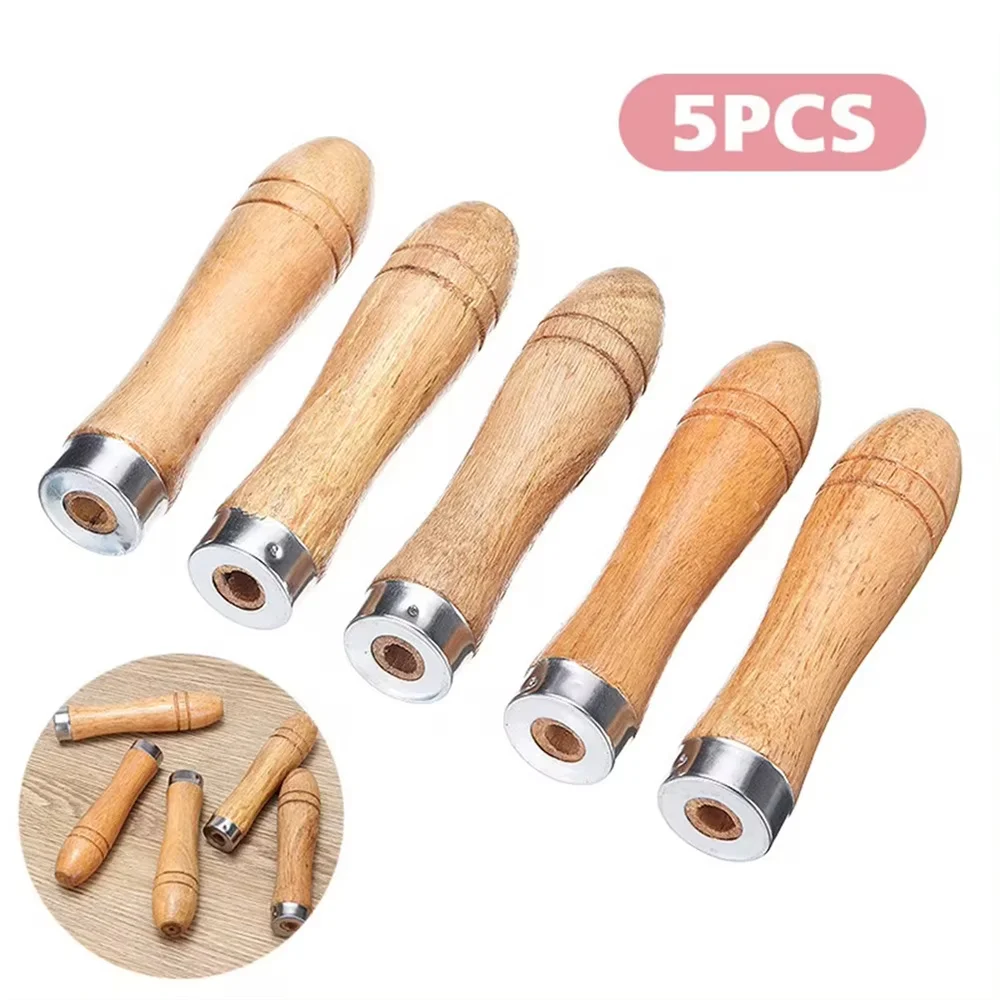 

5PCS Wooden File Handles Ergonomic Secure Fit 9cm Length 4mm Diameter Fits 4-6 Inch Files Versatile for Metal Files Wood Rasps