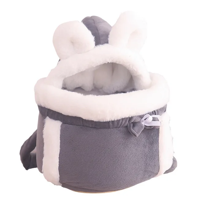 Mochila porta mascotas cálida de felpa para perros y gatos pequeños