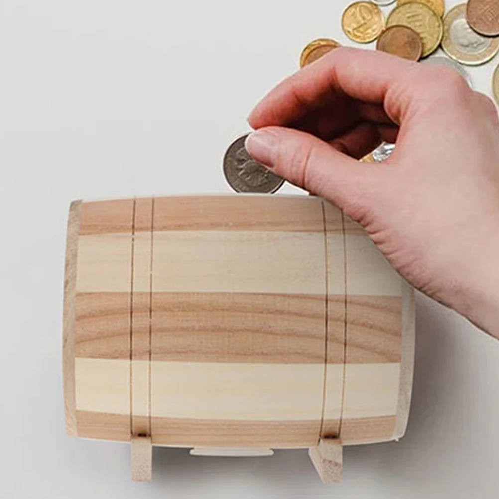

Wooden Piggy Bank Durable Wood Material Money Pot Cute Desktop Decor Kids Room Gift Saving Pot Home Decoration