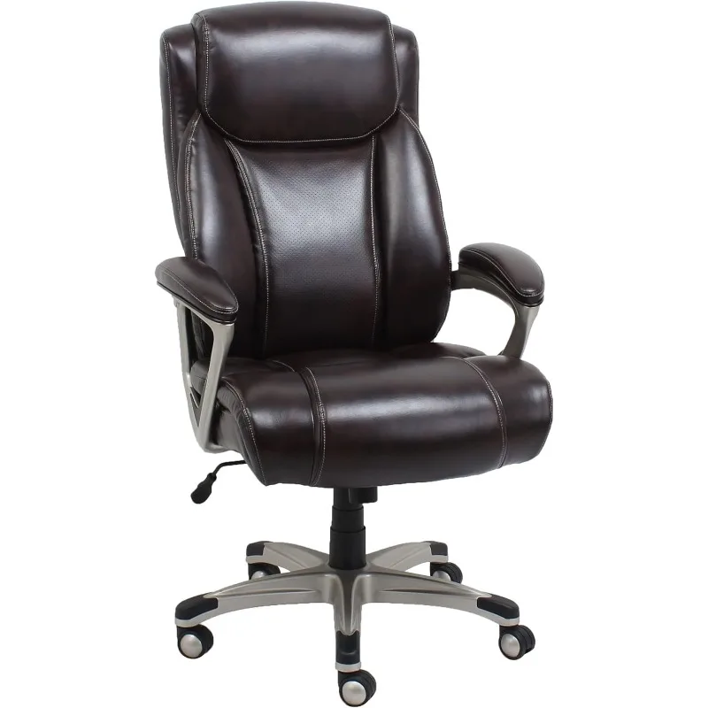 Big & Tall Executive Computer Desk Chair With Lumbar Support, Adjustable Height and Tilt, 350 Lb Capacity, Brown