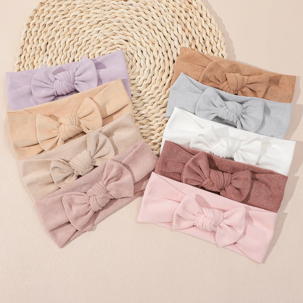 Baby Girls Cute Bow Headband Elastic Soft Headbands for Newborn Baby Girls Handmade Solid Hair Band Headwear Hair Accessories