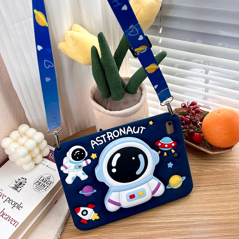 

Силиконовый защитный чехол-подставка для планшетов SAMSUNG Galaxy Tab A9+ A8 S6 A7Lite Android 11 10.5 8.7 дюймов, дизайн «Космонавт», для детей