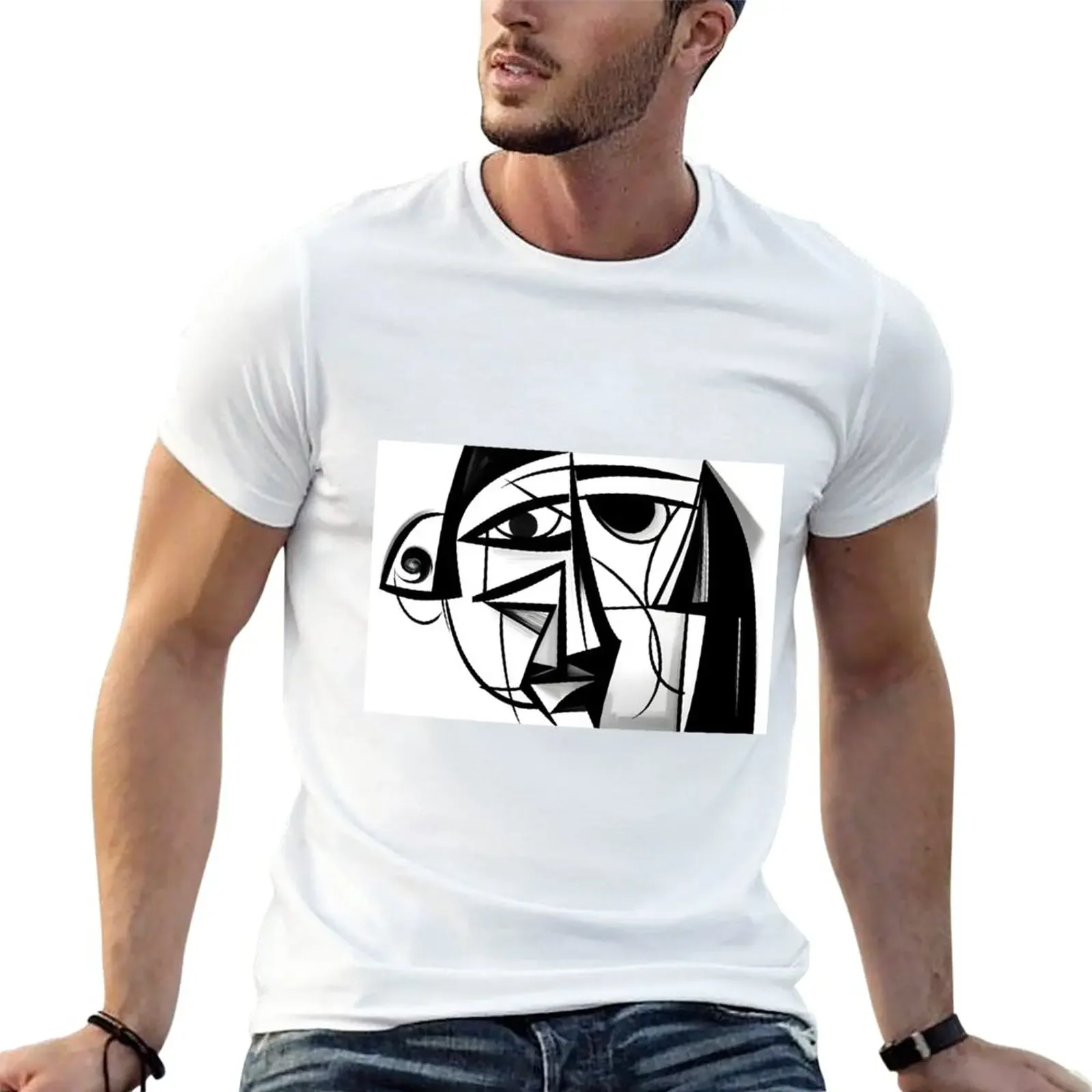 New Face Cubism Abstract Art Black and White Picasso Inspiration Wall Art Poster Canvas BW T-Shirt