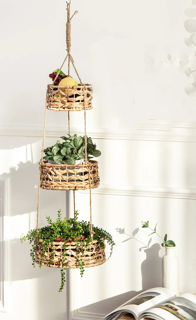 Seaweed Hanging Basket Garden Plant Pot Decorative Outdoor Indoor Flower Planter for Home Balcony Patio Yard Decoration