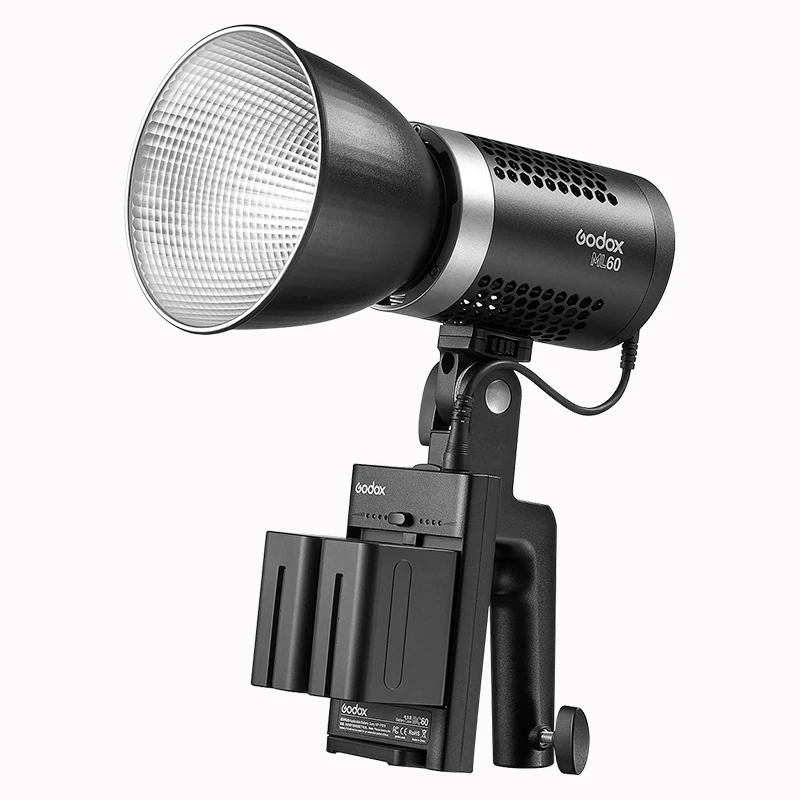 

Godox ML60 60W LED Silent Mode Portable Brightness Adjustment, With Lithium-ion AC Outdoor LED Lights