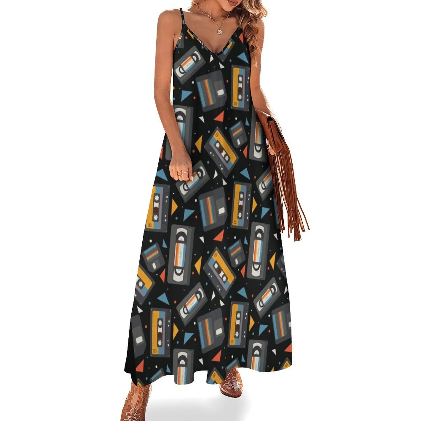 

Retro Cassette Tape, VHS, Floppy Disc Pattern Sleeveless Dress elegant evening dresses for women 2025 clothes for women Dress