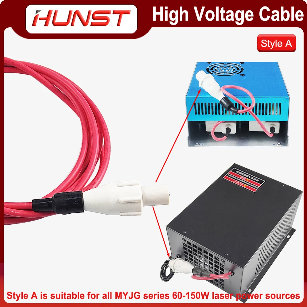 Imagem -03 - Hunst-cabo de Alta Tensão Fio Vermelho Chumbo Positivo Co2 Laser Power Supply Laser Tube Cutting Máquina de Gravura 40kv Metros