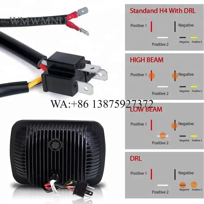 Wmwmnu for LED Headlight 4x6 5x7 Inch Square Truck Lite With High Low Beam Amber Turning Light