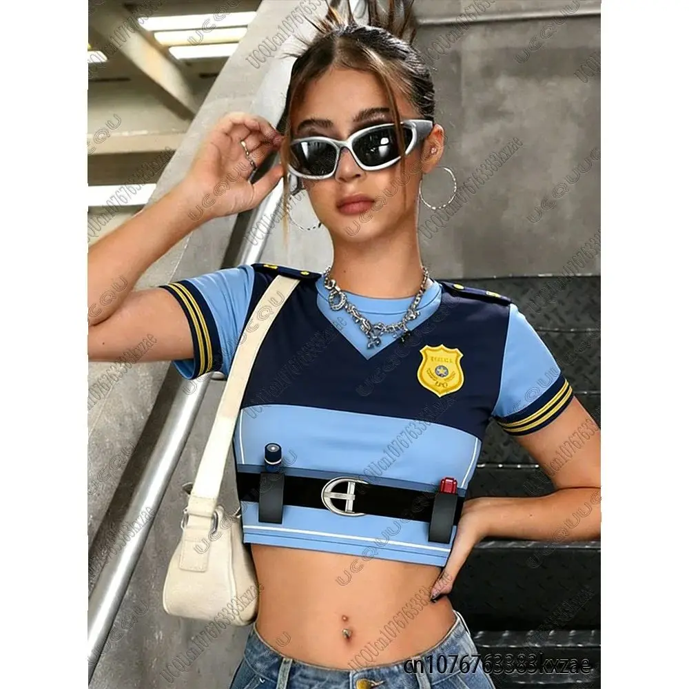 Zootopia 2 Judy&Nick – vêtements de Cosplay pour femmes et filles, nouveau haut court d'été, t-shirts courts sexy, haut court de dessin animé Kawaii, hauts Y2K