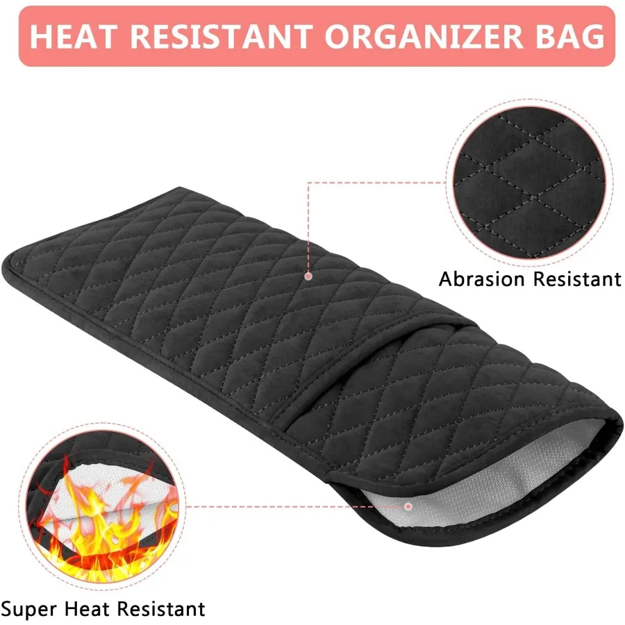 حقيبة تنظيم أدوات الشعر المقاومة للحرارة، حقيبة تخزين محمولة للسفر لمكواة فرد الشعر ومكاوي الشباك والمكاوي المسطحة