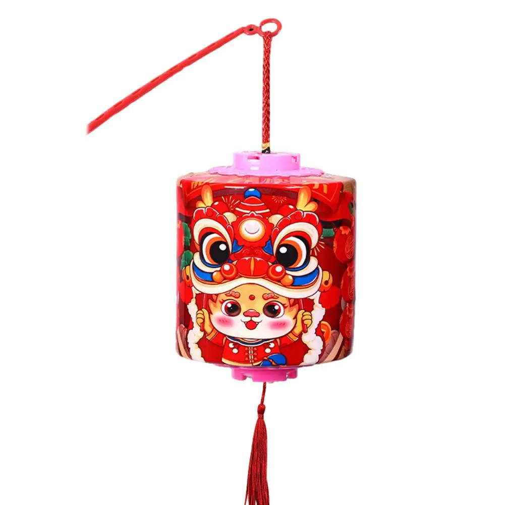 Chinese Lantern Led Lantern with Cartoon Dragon Print Tassel Decoration for Spring Festival Kindergarten Activities