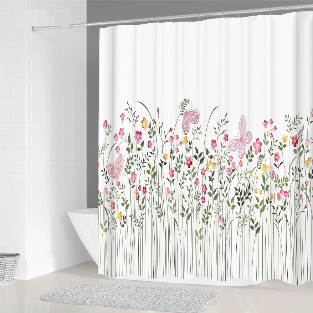 Waterproof Polyester Fabric Shower Curtains Japanese-style Plum Flower Woman Girl Decor Multi-size Shower Curtains for Bathroom