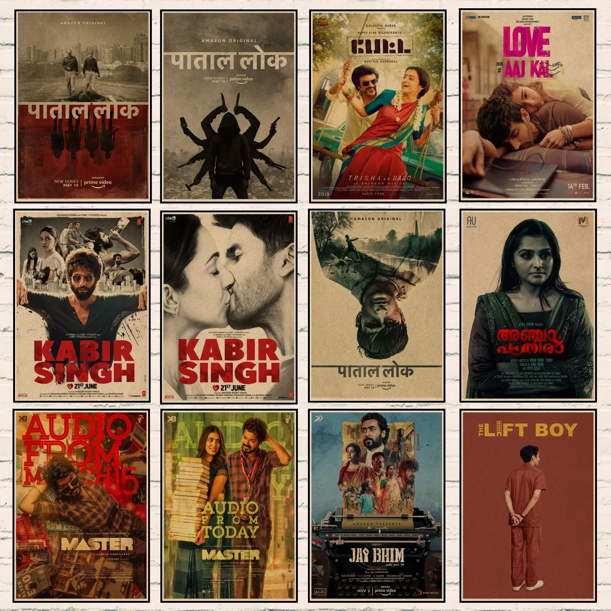 Indian Movie Posters Paatal Lok/Anjaam Pathiraa/Kabir Singh/Master Retro Poster Kraft Paper Posters Art Painting Home Decor