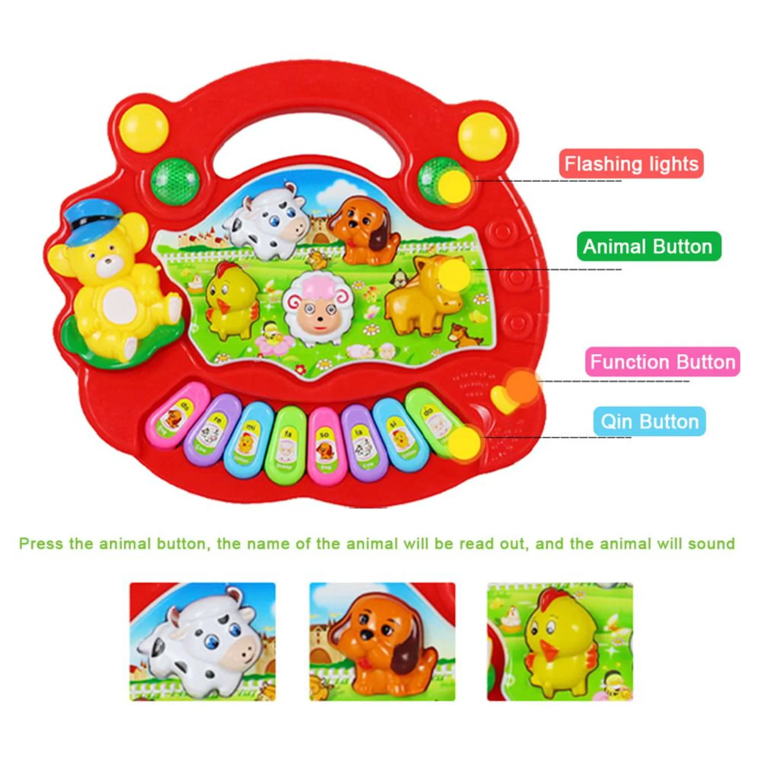 Baby Piano Light Up Animal Musical Toys for Toddlers 1-3 | Musical Baby Toys for 6-12 Months | Infant Learning Toys for 1 Year O